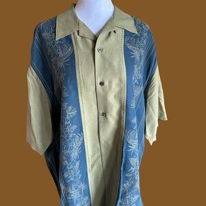 Vintage Tommy Bahama Olive & Teal Short-Sleeve Shirt